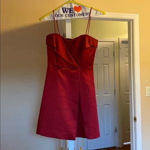 Red mini satin dress